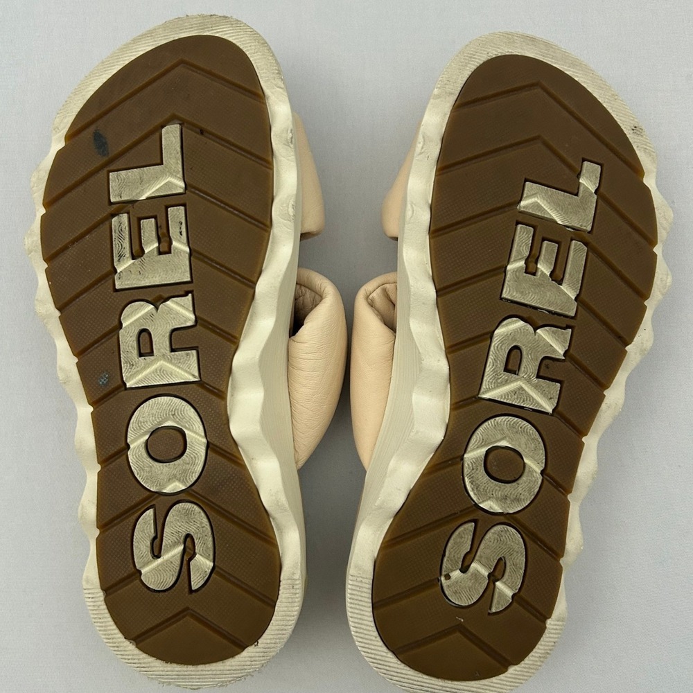 Sorel Viibe Twist Slide Womens 6 Cream Nova Sand Comfort Leather Platform Sandal - Picture 8 of 8